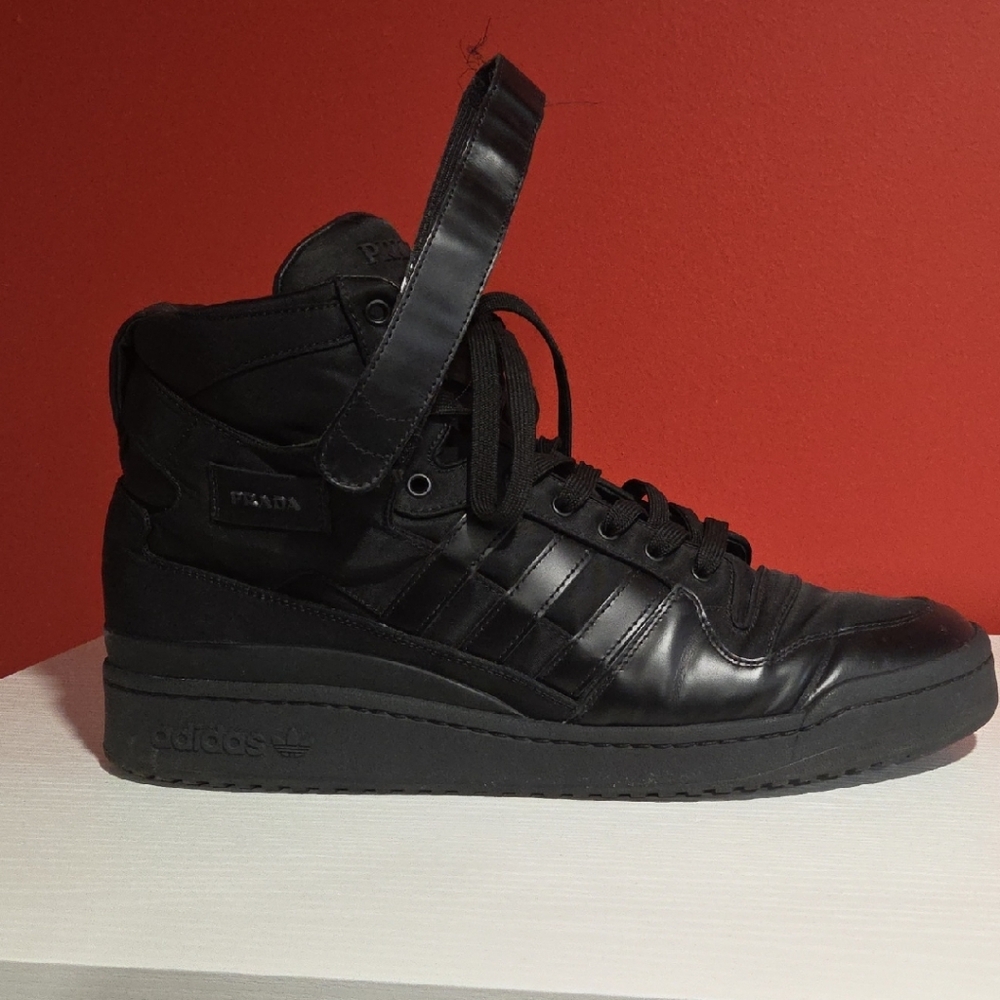 Adidas Prada Black Leather High-Tops